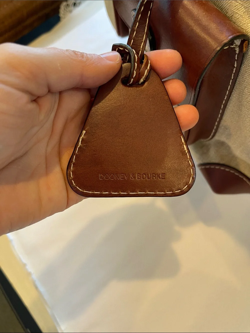 DOONEY & BOURKE MONOGRAM CANVAS LEATHER SATCHEL PURSE HANDBAG